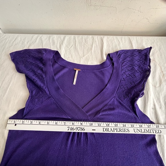Free People Knit Purple Flutter Sleeves Tunic Dress - Picture 12 of 14